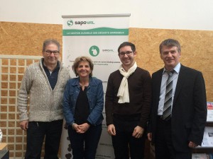 Philippe en visite chez SAPOVAL aux côtés de Monsieur Erwan TROTOUX, Directeur et fondateur, du Président de la Technopole d'Albi et de Madame la Directrice