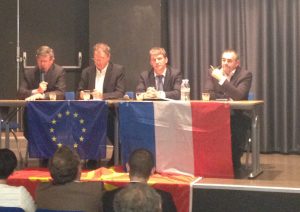 Philippe FOLLIOT aux côtés de Monsieur Philippe BONNECARRERE, Sénateur du Tarn, de Jean Michel BOUAT, Délégué départemental de l'UDI 81 et de Patrice GAUSSERRAND, Maire de Gaillac et Conseiller départemental