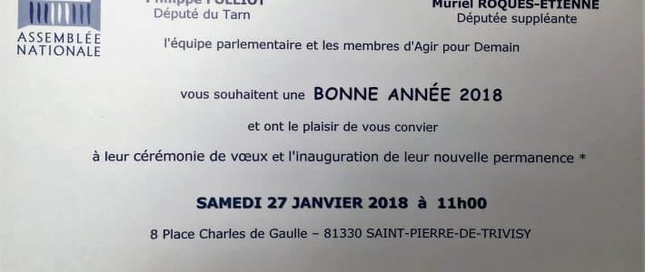 Philippe FOLLIOT et Muriel ROQUES ETIENNE vous souhaitent une bonne année 2018 Philippe FOLLIOT et Muriel ROQUES ETIENNE vous souhaitent une bonne année 2018