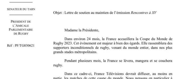 Philippe Folliot et les membres de l’APR demandent le maintien de « Rencontres à XV »