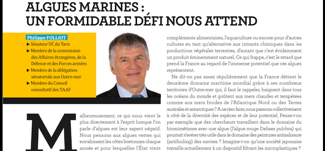 Tribune pour la Revue du Trombinoscope « Algues marines : un formidable défi nous attend » Tribune pour la Revue du Trombinoscope « Algues marines : un formidable défi nous attend »