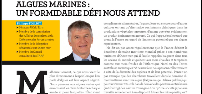 Tribune pour la Revue du Trombinoscope “Algues marines : un formidable défi nous attend”