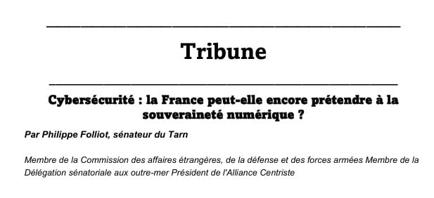 Tribune : Souveraineté Numerique et place de la France